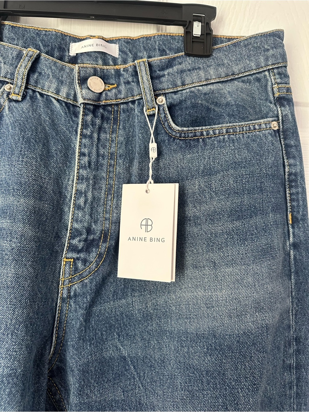 Anine Bing Hugh Navy Raw Hem Jeans size 30 - Picture 3 of 7